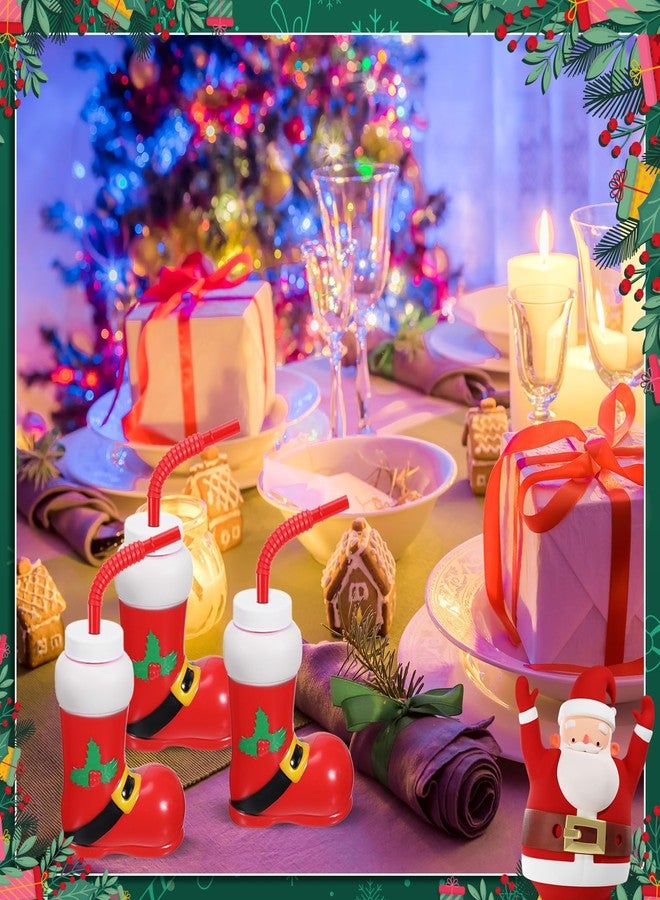 Hoolerry 12 Pack Christmas Santa Boot Cups with Lids and Straws Bulk 10 oz Santa Elf Boot Plastic Cups for Kids Novelty Party Supplies Winter Holiday Xmas Party Favors Birthday Gift - Image 2